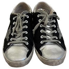 Golden Goose Superstar Black & Silver Suede Sneakers Black Silvery