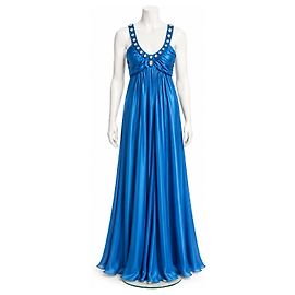 Temperley London Robe de soirée en soie Bleu Saphir Bleu