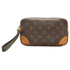 Louis Vuitton Vintage Monogram Canvas Marly Dragonne PM Wrist Bag Brown