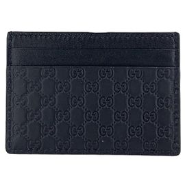 Gucci Tarjetero cartera Microssima Monogram en cuero negro Negro
