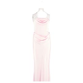 Rotate Langes rosa Kleid mit drapiertem Herz-Ausschnitt Pink
