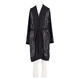 Cardigan Hermès de seda negro estampado Negro