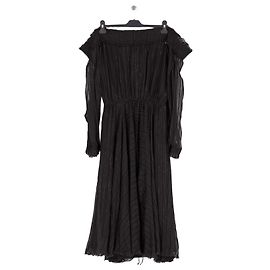 Autre Marque Robe ERIN FETHERSTON en soie noire à rayures argentées Noir