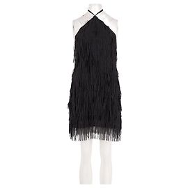 Autre Marque Mini abito nero BAOBAB con frange e tulle Nero