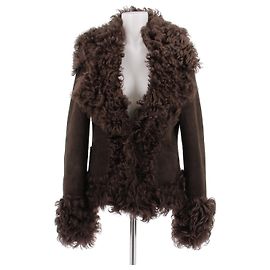 Autre Marque Brauner Lammfellmantel Braun