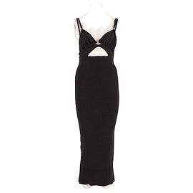Jacquemus Midikleid aus schwarzem Leinen Schwarz