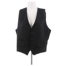 Thierry Mugler Chaqueta de traje negra a rayas Negro