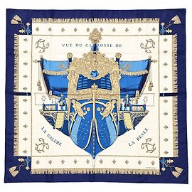 Hermès Sciarpa in seta stampata blu Blu