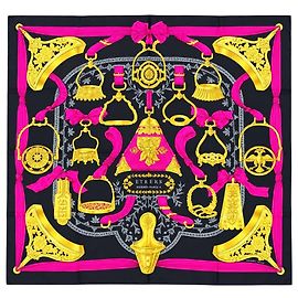 Hermès Seidentuch Black Etriers Schwarz