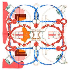 Hermès Lenço de seda estampado grande laranja Multicor