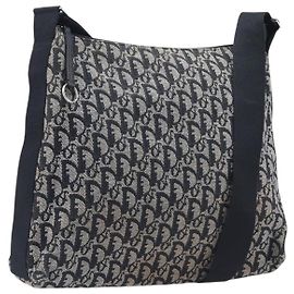 Christian Dior Trotter Canvas Oblique Shoulder Bag Navy Silver Altro
