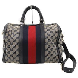Autre Marque bolsa boston Gucci autêntica em lona e couro Outro
