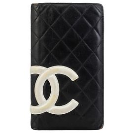 Autre Marque Portefeuille Chanel Linea Cambon authentique en cuir noir Autre