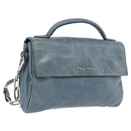 Miu Miu Matelasse Chain Shoulder Bag Vitellolux Blue Silver Altro