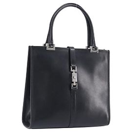 GUCCI Jackie Hand Bag Leather Black Silver 002 1065 Altro
