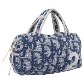 Christian Dior Trotter Canvas Hand Bag Pile Blue White Autre