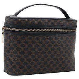 Céline CELINE Macadam Vanity Cosmetic Pouch PVC Black Gold Tone Otro