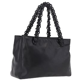 PRADA Bolsa Tote de ombro com corrente em couro preto Outro