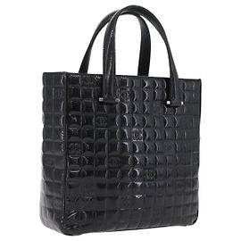 CHANEL Patent leather Hand Bag Leather Black Silver CC Altro