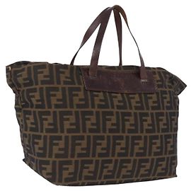 FENDI Zucca Canvas Hand Bag Black Brown Altro