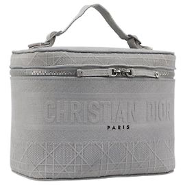 Christian Dior D-Lite Vanity Cosmetic Pouch Canvas Gray Silver Otro