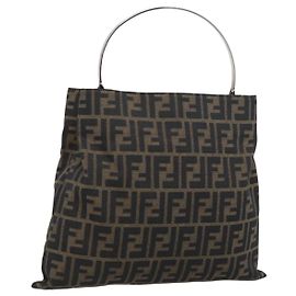 FENDI Zucca Canvas Handtasche Braun Schwarz Andere