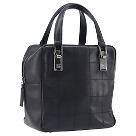 CHANEL Sac à main Choco Bar Cuir Noir Argent CC Autre