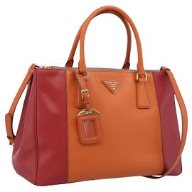 PRADA Galleria Handtasche Saffiano 2way Orange Gold Andere