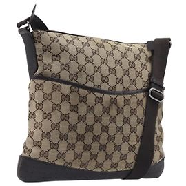 GUCCI GG Canvas Shoulder Bag Beige Silver 145857 Altro