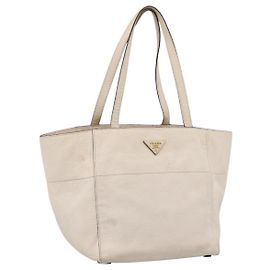 PRADA Tote Bag Leder Weiß Gold Andere