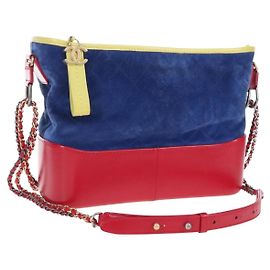 CHANEL Bolsa de Ombro Matelassé com Corrente Camurça Multicolor Gold CC Outro