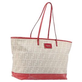 FENDI Zucca Canvas Tote Bag Beige Red 8BH185 Other