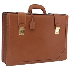 GUCCI Sac Business Cuir Marron Or Autre