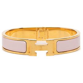 Bracelet Clic H PM en émail rose étroit Hermès Rose Autre
