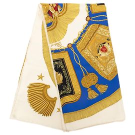 Lenço de seda Hermès White Poste et Cavalerie 90 Branco Cru