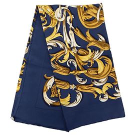 Hermès Blue Le Mors A La Conetable Seidentuch 90 Blau Dunkelblau