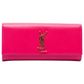 Autre Marque Pochette Saint Laurent Pink Grain de Poudre Monogram Cassandre Rose