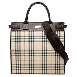 Borsa Tote Convertibile Burberry Beige House Check Canvas Beige