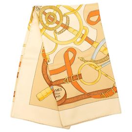 Pañuelo de seda Hermès Beige Eperon D'Or 90 Beige