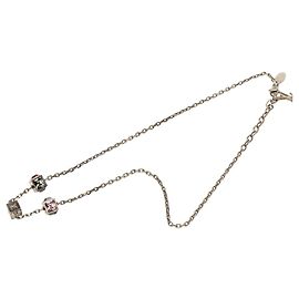 Louis Vuitton Silver Brass Crystal Gamble Station Necklace Silvery