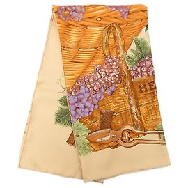 Lenço de seda Hermès Brown Vendanges 90 Marrom