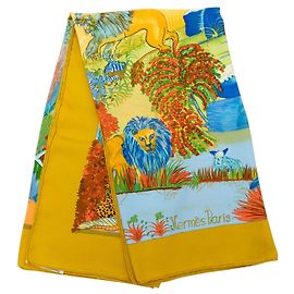Lenço de seda Hermès Yellow Nuba Mountain 90 Outro Amarelo