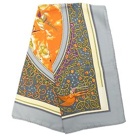 Lenço de seda Hermès Gray World Map 90 Marrom