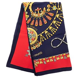 Pañuelo de seda Hermès Blue Parures des Sables 90 Azul Azul marino