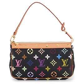 Bolsa Pochette Louis Vuitton Monogram Multicolore Preto Bege