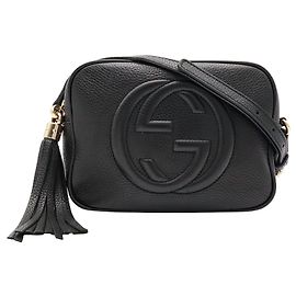 Sac à épaule Gucci Soho Small Disco avec pompon Noir