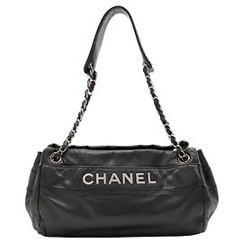 Chanel Black Leather Shoulder Bag Black