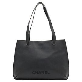 Borsa Tote/Spalla Chanel in pelle di vitello martellata nera Nero