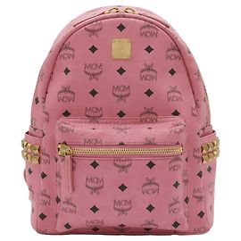 MCM Stark Visetos Studded Rucksack Schwarz Pink