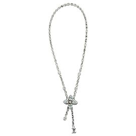 Louis Vuitton "LV Dazzle" Monogram Flower Anhänger-Halskette Silber